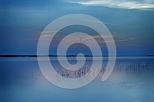 Spring summer landscape blue sky clouds Narew river boat green trees countryside