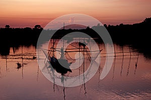 Spring summer landscape blue sky clouds Narew river boat green trees countryside