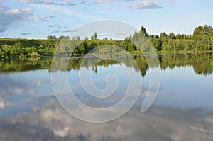 Spring summer landscape blue sky clouds