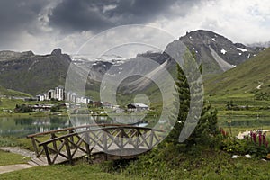 Spring and summer landscape, Tignes, Vanoise national park, France