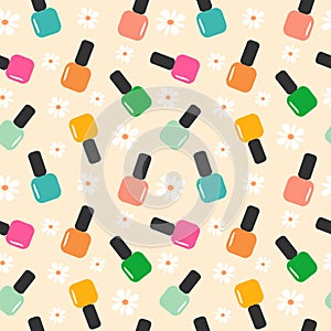 Spring summer nail polish color seamless pattern background illustration