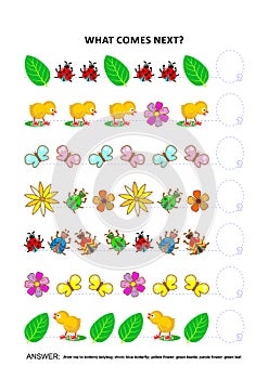 Spring or summer themed educational logic game - sequential pattern recognition