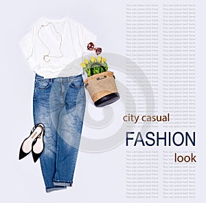 Spring summer woman casual city trend outfit