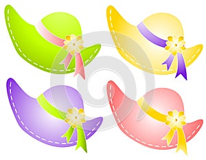 Spring Sunbonnet Hats With Flowers Ribbon