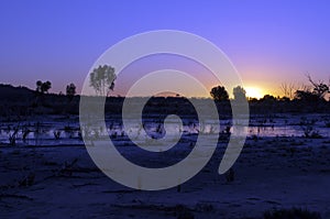 Spring sunset over Lake Magic, Hyden, WA, Australia