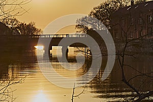 Spring sunset over the river