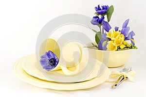 Spring table setting yellow