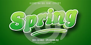 Spring text effect, green editable font style