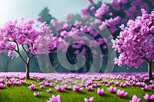 Spring theme, forest, tree elements