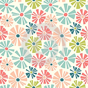 Retro Spring seamless pattern of cutout style daisies. photo
