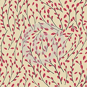 Spring theme seamless pattern design with flower and leaf shape element