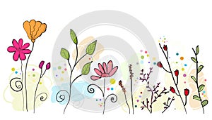 Spring time colorful doodle flowers