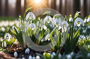 spring time, the first snowdrops are blooming