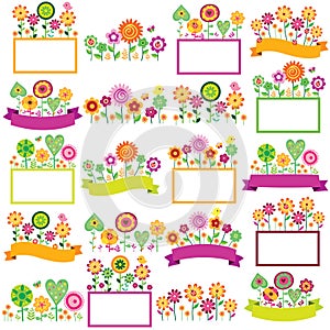 Spring time floral frames set