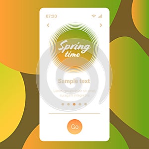 Spring time hand drawn poster lettering banner invitation template smartphone screen mobile app