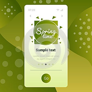 Spring time hand drawn poster lettering banner invitation template smartphone screen mobile app copy space