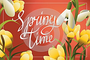 Spring time lettering horisontal postcard or banner