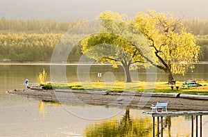 Spring Time Serenity Golden Hour at the Lake photo