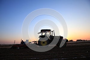 The tractor in farmland farming