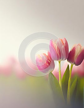 Spring tulips faded card background