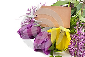 Spring Tulips and Lilac with Tag