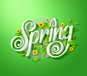 Spring Typography Title Concept in 3D with Long Shadow