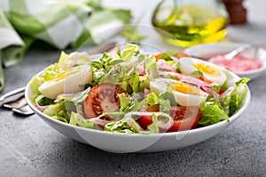 Spring vegetable salad with boiled eggs