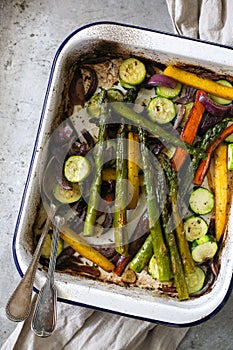 Spring veggies baked and served