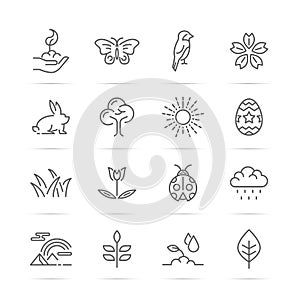 Spring vetor line icons