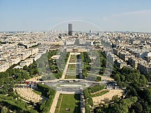 Spring view of the Champ de Mars in Paris.