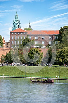 Spring, view of Wawel Castle located on the banks of the Vistula River in Krakow, Poland