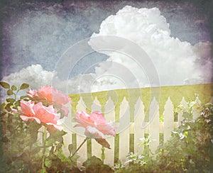 Spring vintage cottage garden background