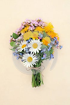 Spring Wildflower Bouquet Tied with String Bow