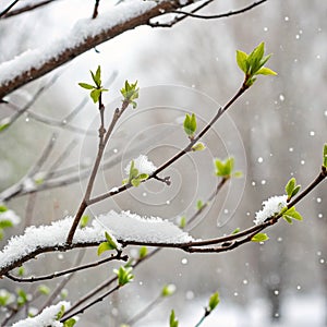 Spring and winter. Early spring photo