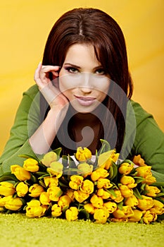 Spring woman with flower