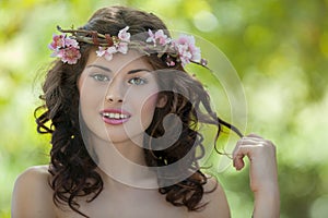 Spring woman in nature