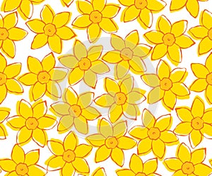 Spring yellow flower seamless pattern on white