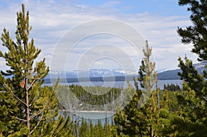 Spring in Yellowstone: Duck Lake, Yellowstone Lake, Avalanche Peak & Top Notch Peak Seen from Overlook Along Grand Loop Road photo