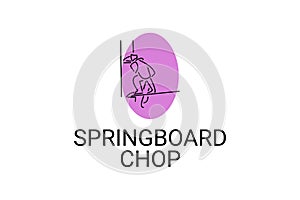 Springboard chop vector line icon. lumberjack sport.