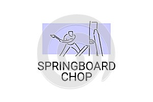 Springboard chop vector line icon. lumberjack sport.