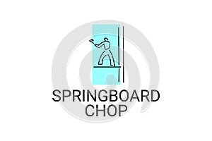 Springboard chop vector line icon. lumberjack sport.