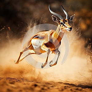 Springbok antelope jumping