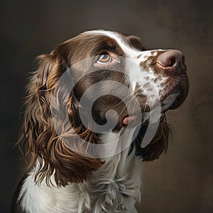 Springer Spaniel dog profile portrait photo close up photo