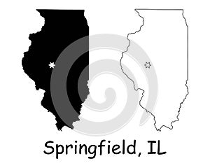 Springfield Illinois IL State Border USA Map