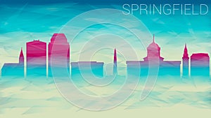 Springfield Illinois Skyline City Silhouette. Broken Glass Abstract  Textured. Banner Background Colorful Shape Composition.