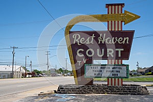 The famous neon sign - Rest Haven Court, a motel along historic Route 66