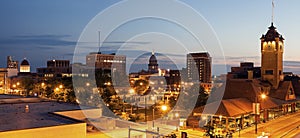 Springfield panorama with old and new State Capitol Buildings photo