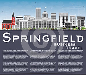 Springfield Skyline with Gray Buildings, Blue Sky and Copy Space