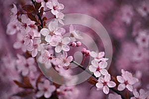 Springtime - Beautiful flowering Japanese cherry - Sakura. Background with flowers on a spring day