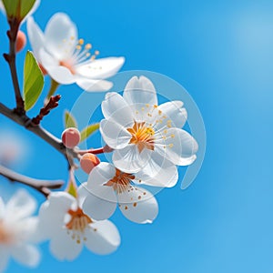 Springtime blooming tree background, gentle fresh cherry tree blossom, beautiful Japanese garden, beauty and tenderness